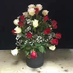 Box Flower-White&Red