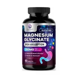 Magnesium Glycinate High Absorption 250mg 60 Veggie Capsules Natures Peak