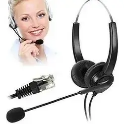 PChero Regular Desk Phones Headset, Hands-free Noise Cancelling Corded Binaural Headset Call Center Headphones with 4-Pin RJ9 Crystal Head & Mic