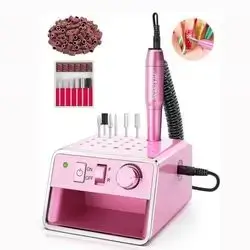 Nail Drill Machine, Electric Nail File for Acrylic Gel Dip Powder Nails, 20000 RPM Portable Electric Nail Drill Kit for Manicure Pedicure, E file Acrylic Nail Tools for Home Use, Pink