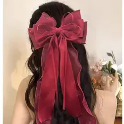 Elegant Sweet Mesh Ribbon Bow Barrette Hair Clip