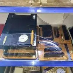 Set Of Desk Top Wood Brown & Black