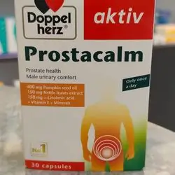 prostacalm prostate health male urinary comfort 400mg pumpkin seed oil , 150mg nettle leaves extract ,150mg linolenic acid + vitamin e + minerals only once a day