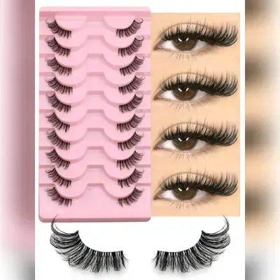 GROINNEYA 10 Pairs Semi-Rimless False Eyelashes