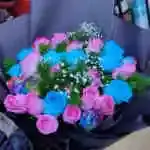 Rose Pink Rose Blue Gypsophila Packaging Accessories