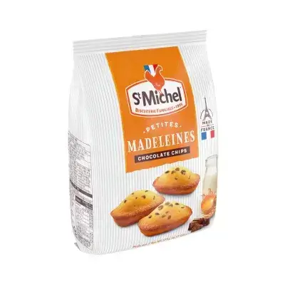 St Michel Petites Madeleines French Sponge Cakes with Choco Chips 175g//كعكات إسفنجية فرنسية صغيرة الحجم من سانت ميشيل مع رقائق الشوكولاتة 175 غرام