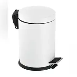 Pedal 12Lt Galvanized Dustbin White