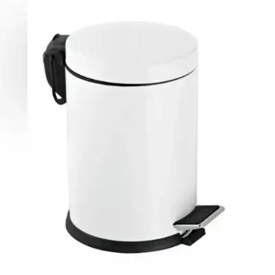Pedal 12Lt Galvanized Dustbin White