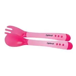 Flexible Silicone Spoon & Fork (4m+) - Pink