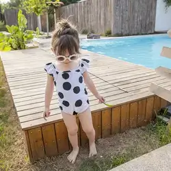 Dazy Kids Baby Swimsuit, Girls, Polka Dots - 5 Years