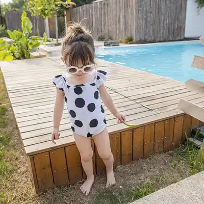 Dazy Kids Baby Swimsuit, Girls, Polka Dots - 5 Years