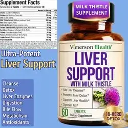 Liver Support, Cleanse, Detox & Repair, Liver supplement, Milk Thistle Extract, Dandelion Root, Artichoke, Zinc, Milk Thistle, Digestion & Energy, Women & Men, 60 Tablets liver Support