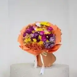 Orange & Purple Mixed Flower Bouquet