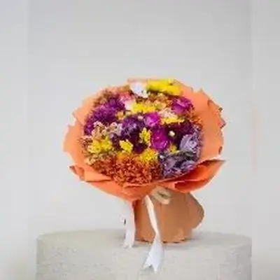 Orange & Purple Mixed Flower Bouquet