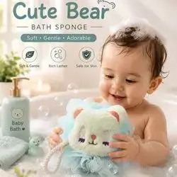 Cute Bear Baby Bath Sponge