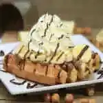 Waffle With Banana, Pistachio And Nutella