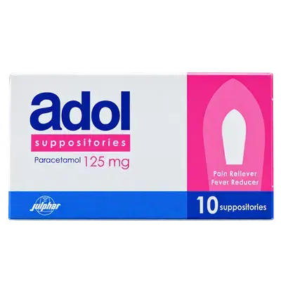 Adol (Paracetamol 125mg) 10 Suppositories _ Julphar