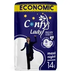 Confy Lady Pad 3Xlock Maxi Night - 14 Pcs
