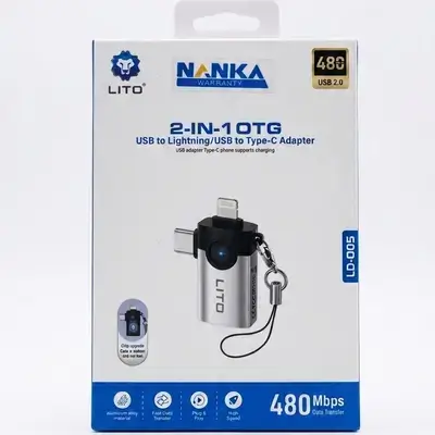 LITO LD005 2-in-1 OTG Adapter - USB to Lightning & Type-C