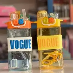 Water Bottle, 520ML Cute Rainbow Design Dual Cap Water Bottle with Straw, Strap & Carry Handle -color for boy