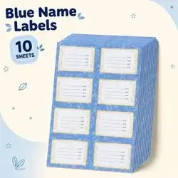 Book & Notebook Name Labels – 10 Sheets • 100 Stickers