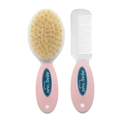 Natural Brush Comb Set 0+ PINK _ sevi bebe