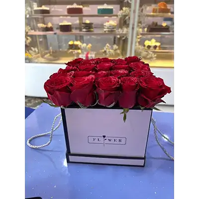 Box Of Red Flowers, 25 Flowers