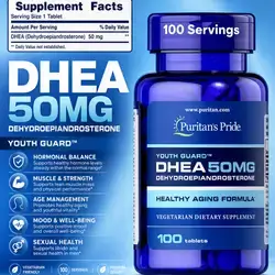 DHEA, Women&Men, 50mg, Healthy Aging, Hormones, Sexual health, Fat Metabolism, muscle recovery, mood and stress, Testosterone & Estrogen, 100 Tablets dhea