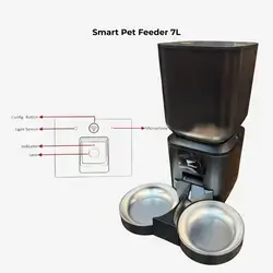 automatic pet feeder 7L 2 bowl