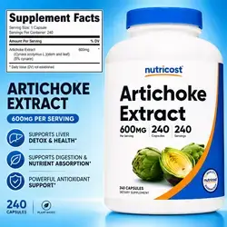 Nutricost, Artichoke Extract, 600mg, Artichoke, Healthy Cholesterol, Blood sugar, Liver Health, 240 Capsules Artichoke