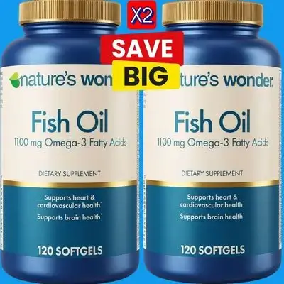 Nature's Wonder, Fish Oil, Omega 3, 1100mg, EPA 700mg and DHA 400mg per ONE Softgel l, 2x (120 x 120) Softgels