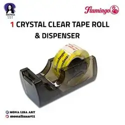 1 Cristal clear tape & dispenser-flamingo