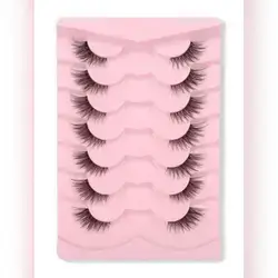 Himirell 7pairs/Set Cat Eye Style Natural Short Crossed Transparent Stem Fake Eyelashes