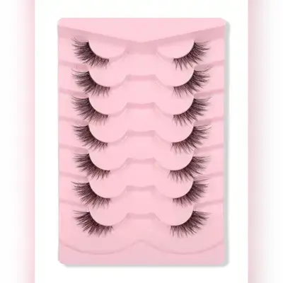 Himirell 7pairs/Set Cat Eye Style Natural Short Crossed Transparent Stem Fake Eyelashes
