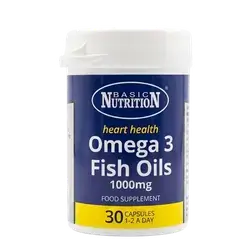 Omega-3 Fish Oils 1000mg 30 Capsules _ BASIC NUTRITION