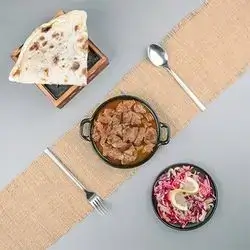 Meat Qalya And Salad And Bread
