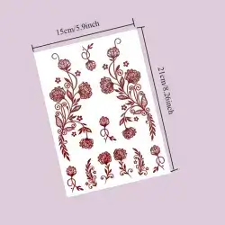 1 Sheet Flowers Fake Tattoo for Women Disposable Henna Tattoo Stickers for Hand Flower Leaf Temporary Tattoo