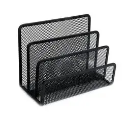 Metal Mesh Letter Paper Tray File Rack Metal Mesh Magazine Rack Desk Sorter File Rack Shelf 3 Tier Storage Organizer