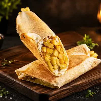 French Fries Sandwich on Lebanese Bread