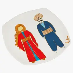 Hand-Painted Plate, Kurdish Costume Design, Size 25 cm