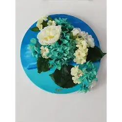 3D Flower Painting Blue