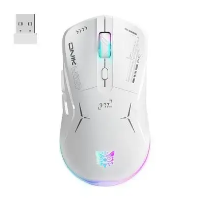 ماوس ألعاب ثنائي الوضع ONIKUMA CW917 مع إضاءة RGB، 4800 DPI، واتصال 2.4G + USB - أبيض