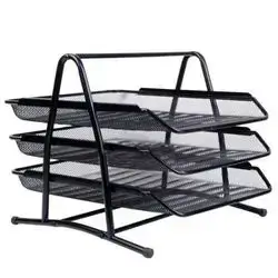 Desktop Desk Organizer Metal Mesh 3 Tier Document File Tray Drawer Organizer