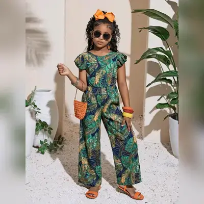 SHEIN Leap Crew Tween Girls' Casual Open Back Colorblocked Jumpsuit - 11 Years
