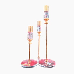3 glass candlesticks