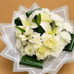 Chrysanthemum, Rose, and Oriental Lily Bouquet