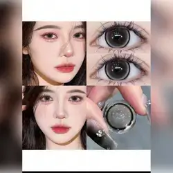TINACON 1 Pair Colored Contact Lenses, Black & Gray Bi-Color,