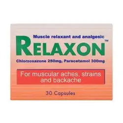 RELAXO( CHLORZOXAZONE+PARACETAMOL) FOR MUSCULAR ACHES STRAINS AND BACKACHE 30CAPSULES