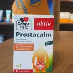 prostacalm prostate health male urinary comfort 400mg pumpkin seed oil , 150mg nettle leaves extract ,150mg linolenic acid + vitamin e + minerals only once a day