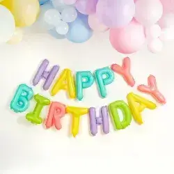 Pastel Happy Birthday Foil Balloon